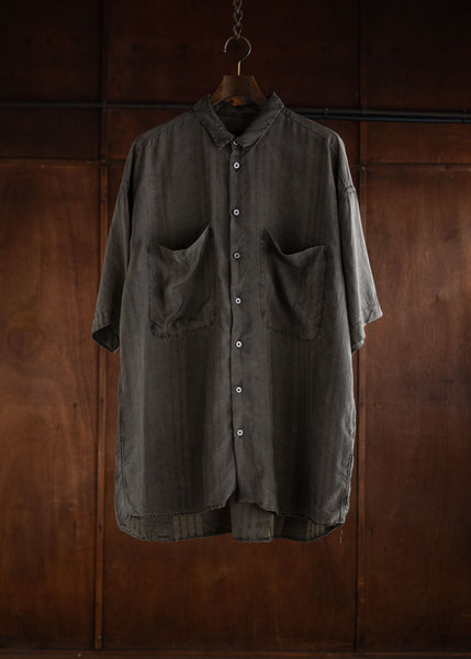 KLASICA SH-03  Relaxed Fit H/S shirts / Brown dye Stripe