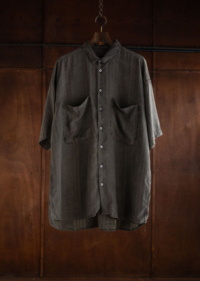 KLASICA SH-03 Relaxed Fit H/S shirts / Brown dye Stripe