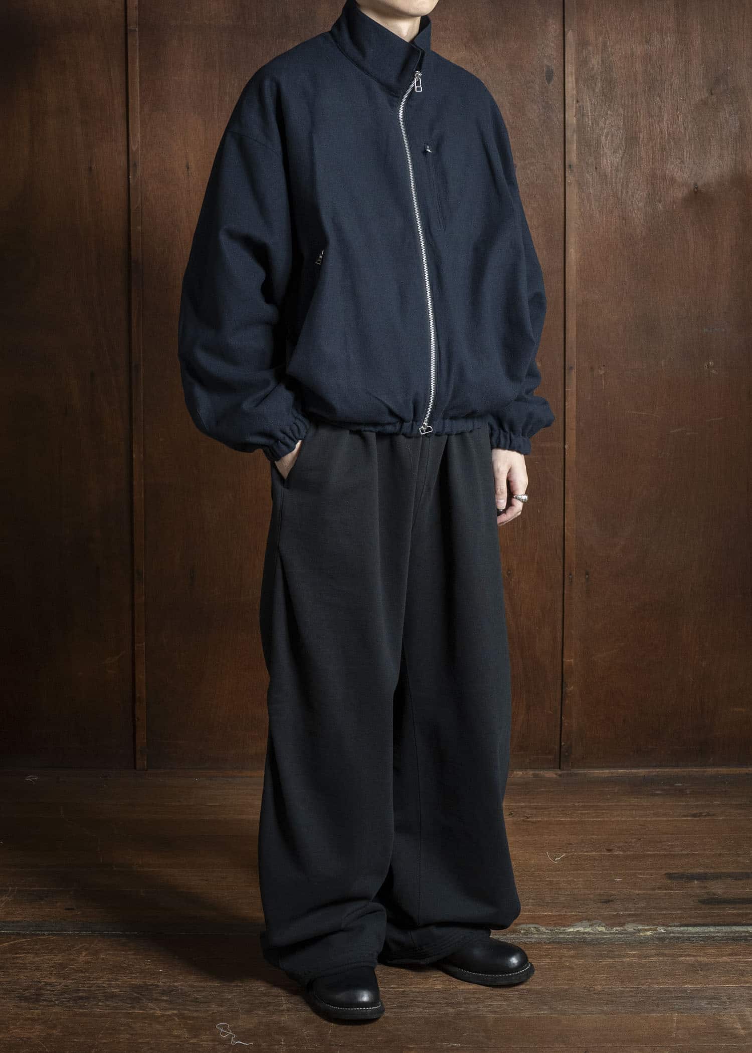 BIBLIOTHERK BR-OT06-AW25-02 DRAPED BLOUSON NAVY