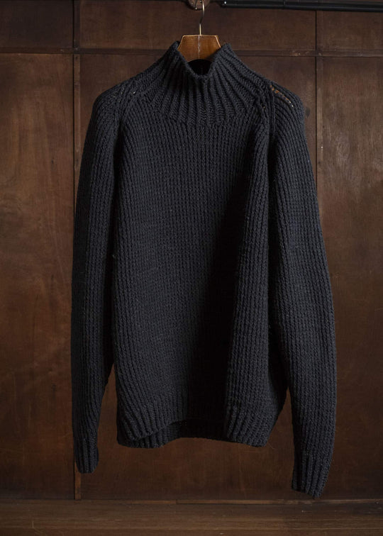 JAN-JAN VAN ESSCHE KNIT#68 HAND KNITTED TURTLE NECK SWEATER Lalin | Black