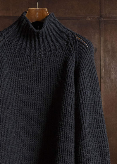JAN-JAN VAN ESSCHE KNIT#68 HAND KNITTED TURTLE NECK SWEATER Lalin | Black