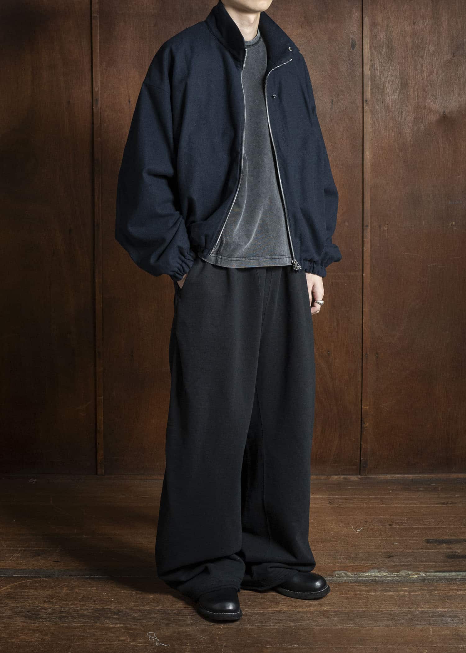 BIBLIOTHERK BR-OT06-AW25-02 DRAPED BLOUSON NAVY