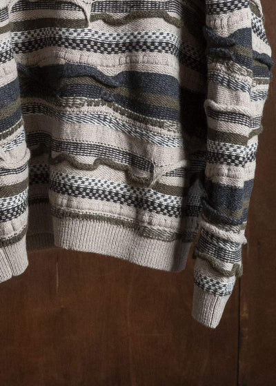 JAN-JAN VAN ESSCHE KNIT#80 TEXTURED COOGIE KNITTED CREWNECK SWEATER Super Fine Wool | Light Variation