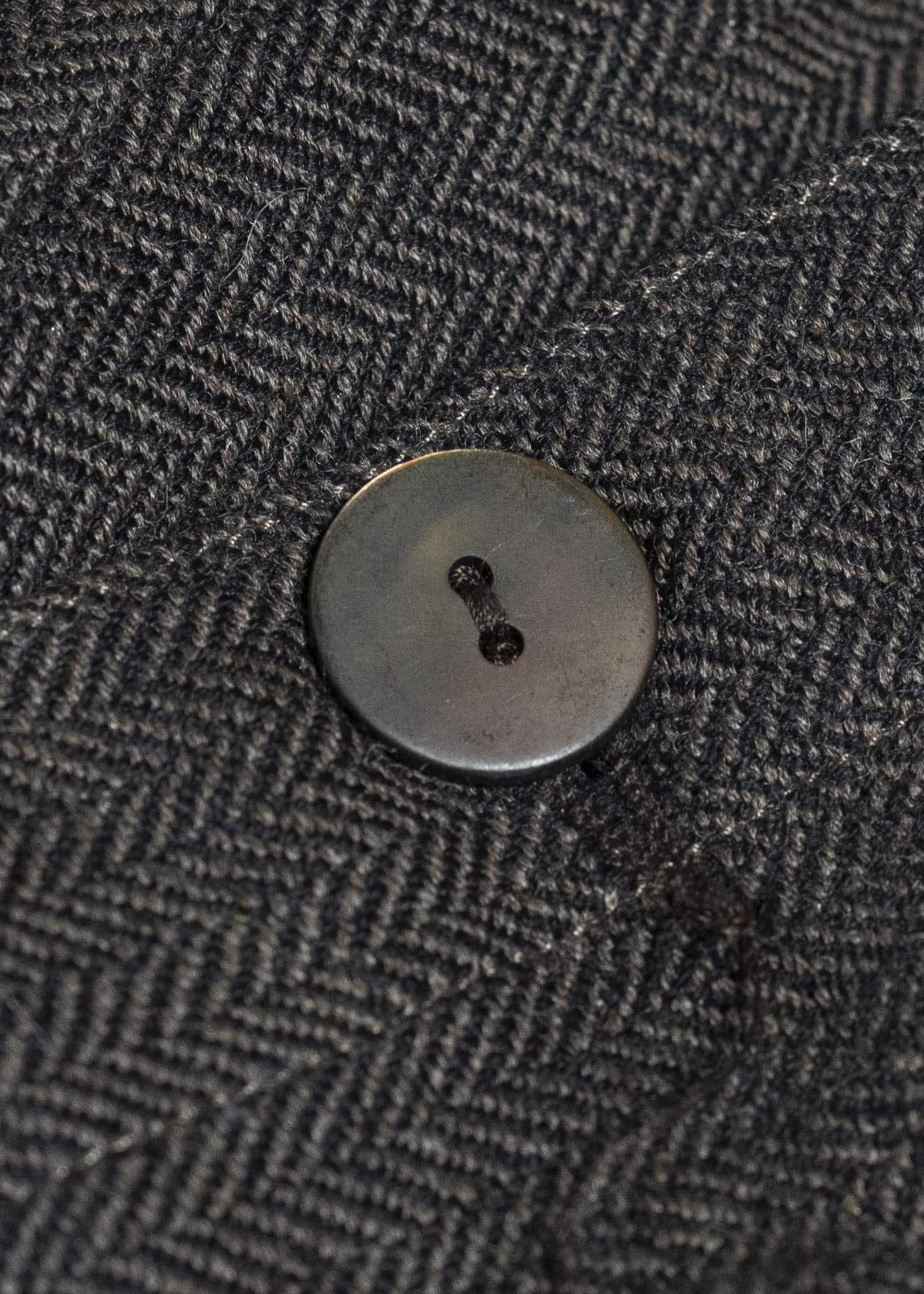 Gathering Textiles Farmer Jacket Handwoven Herrinbone Wool, Black And Gray Yarn FAJ02-HW-BK