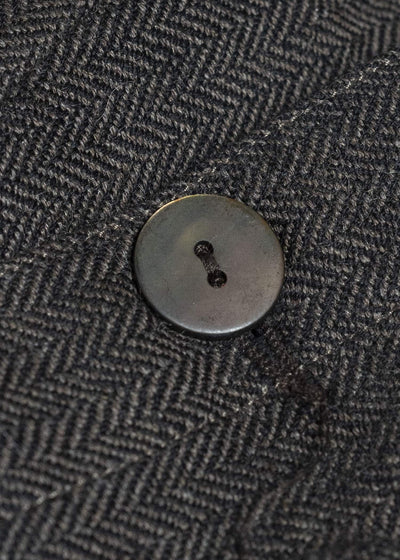 Gathering Textiles Farmer Jacket Handwoven Herrinbone Wool , Black And Grey Yarn FAJ02-HW-BK