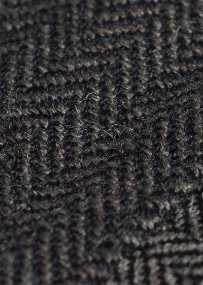 Gathering Textiles Farmer Jacket Handwoven Herrinbone Wool , Black And Grey Yarn FAJ02-HW-BK