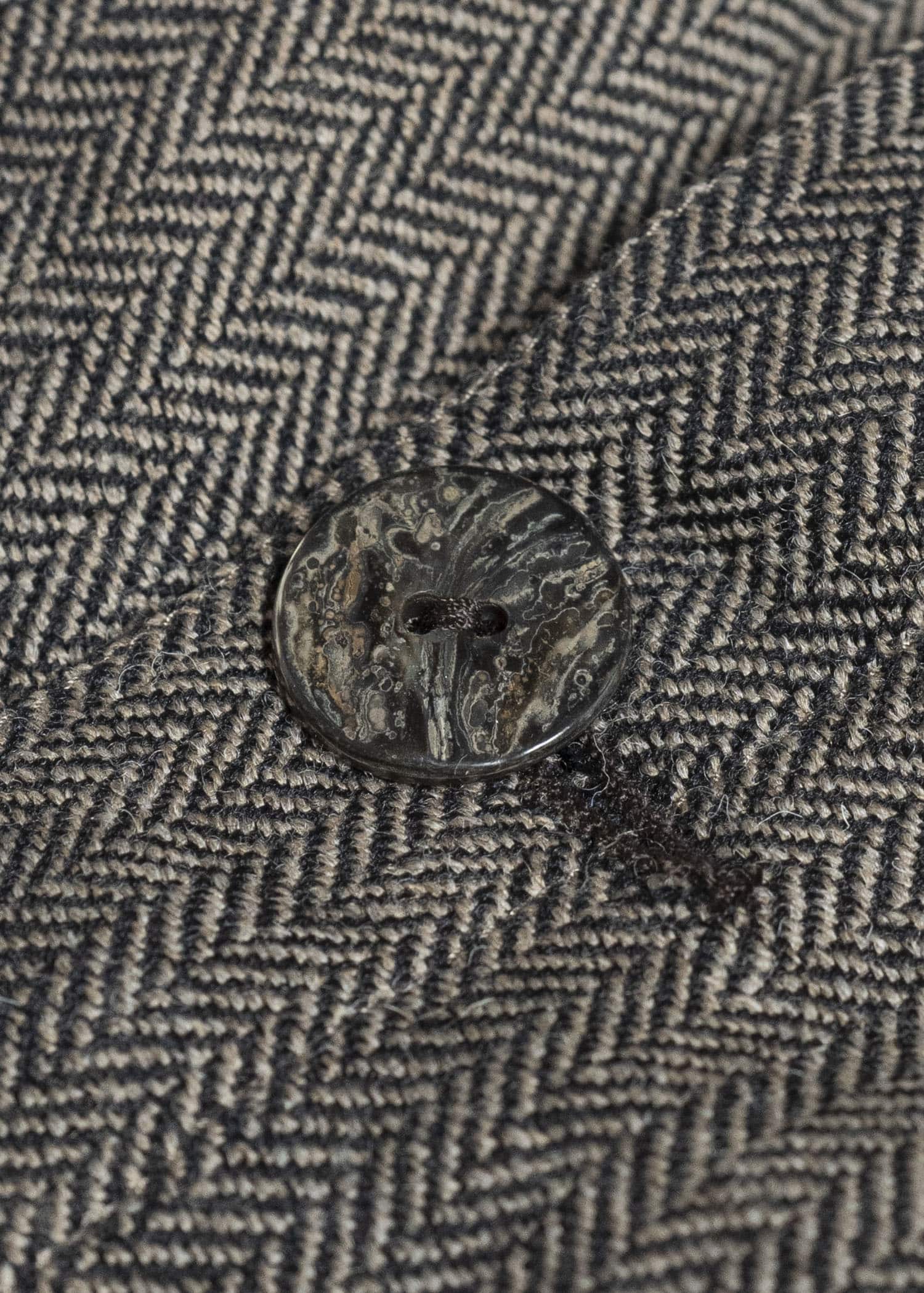 Gathering Textiles Farmer Jacket Handwoven Herrinbone Wool , Black And Brown Yarn FAJ02-HW-BR