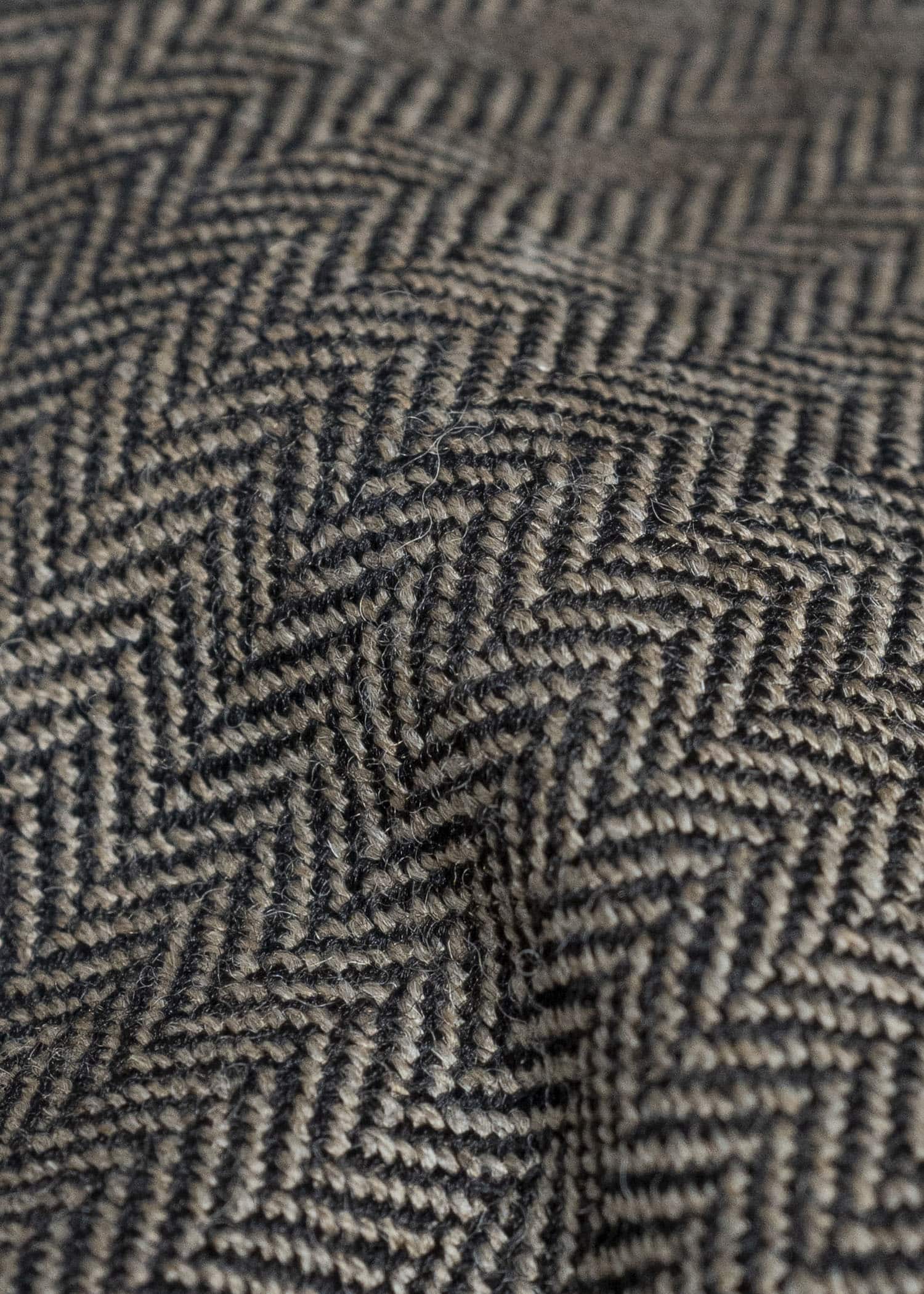 Gathering Textiles Farmer Jacket Handwoven Herrinbone Wool , Black And Brown Yarn FAJ02-HW-BR