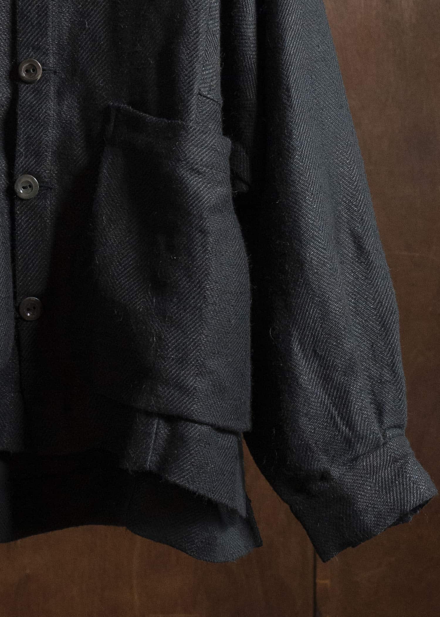 Gathering Textiles Farmer Jacket Handwoven Organic Cotton , Naturally Dyed Black FAJ02-HC-BK