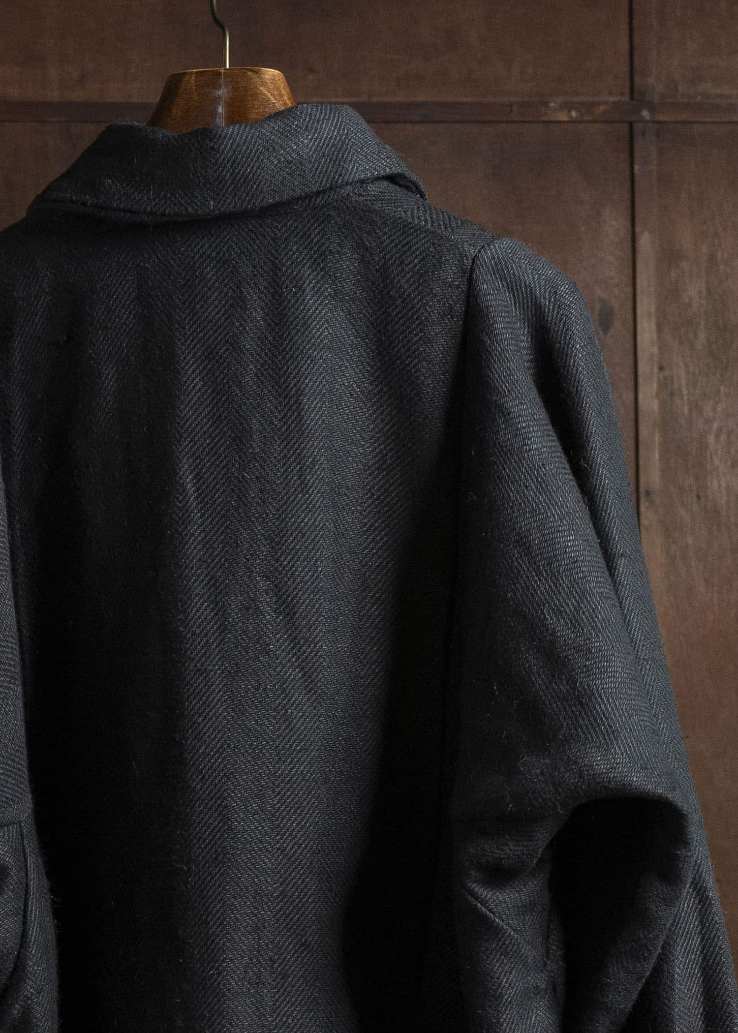 Gathering Textiles Farmer Jacket Handwoven Organic Cotton , Naturally Dyed Black FAJ02-HC-BK