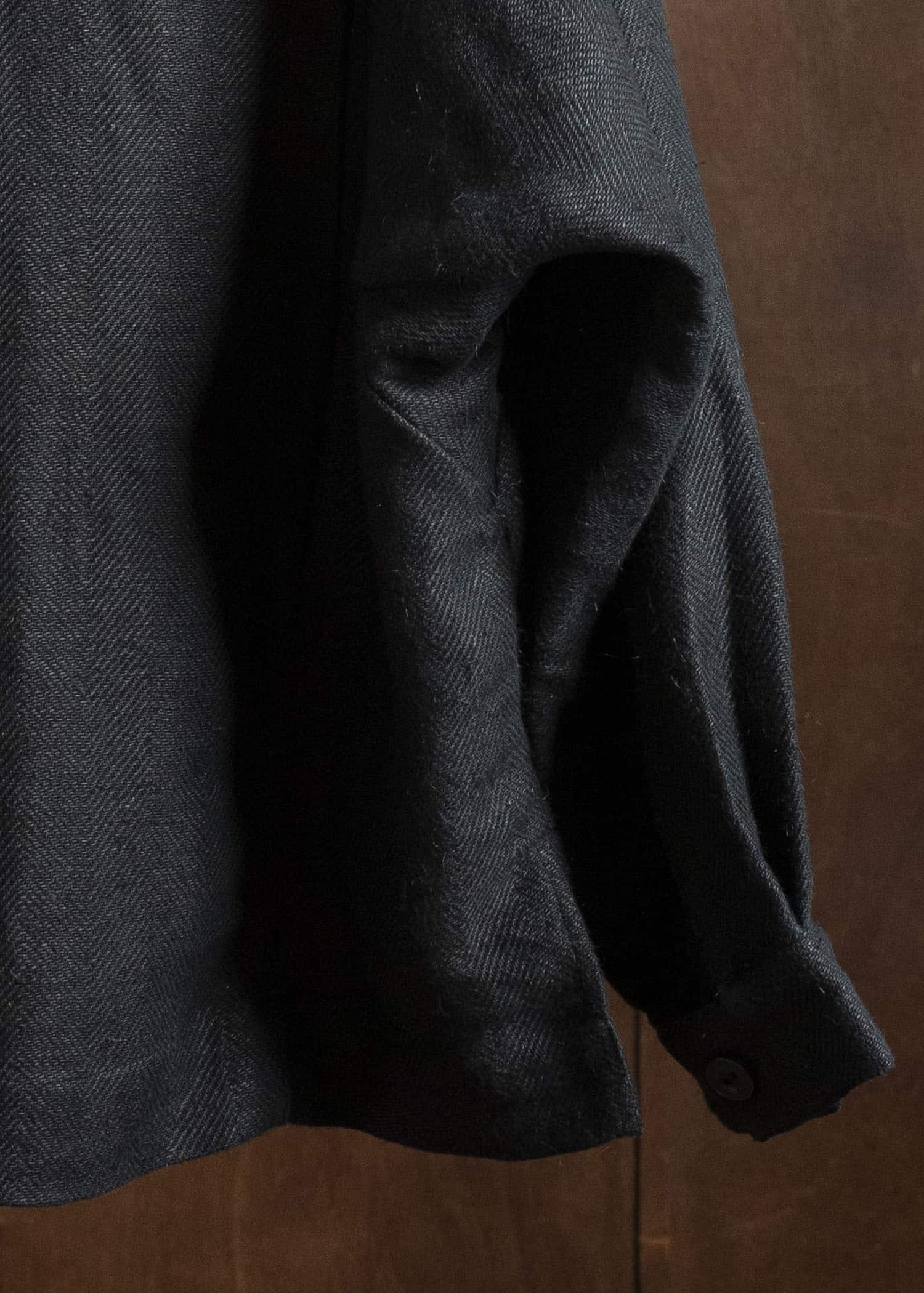 Gathering Textiles Farmer Jacket Handwoven Organic Cotton , Naturally Dyed Black FAJ02-HC-BK