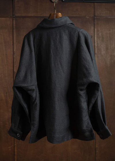 Gathering Textiles Farmer Jacket Handwoven Organic Cotton, Naturally Dyed Black FAJ02-HC-BK
