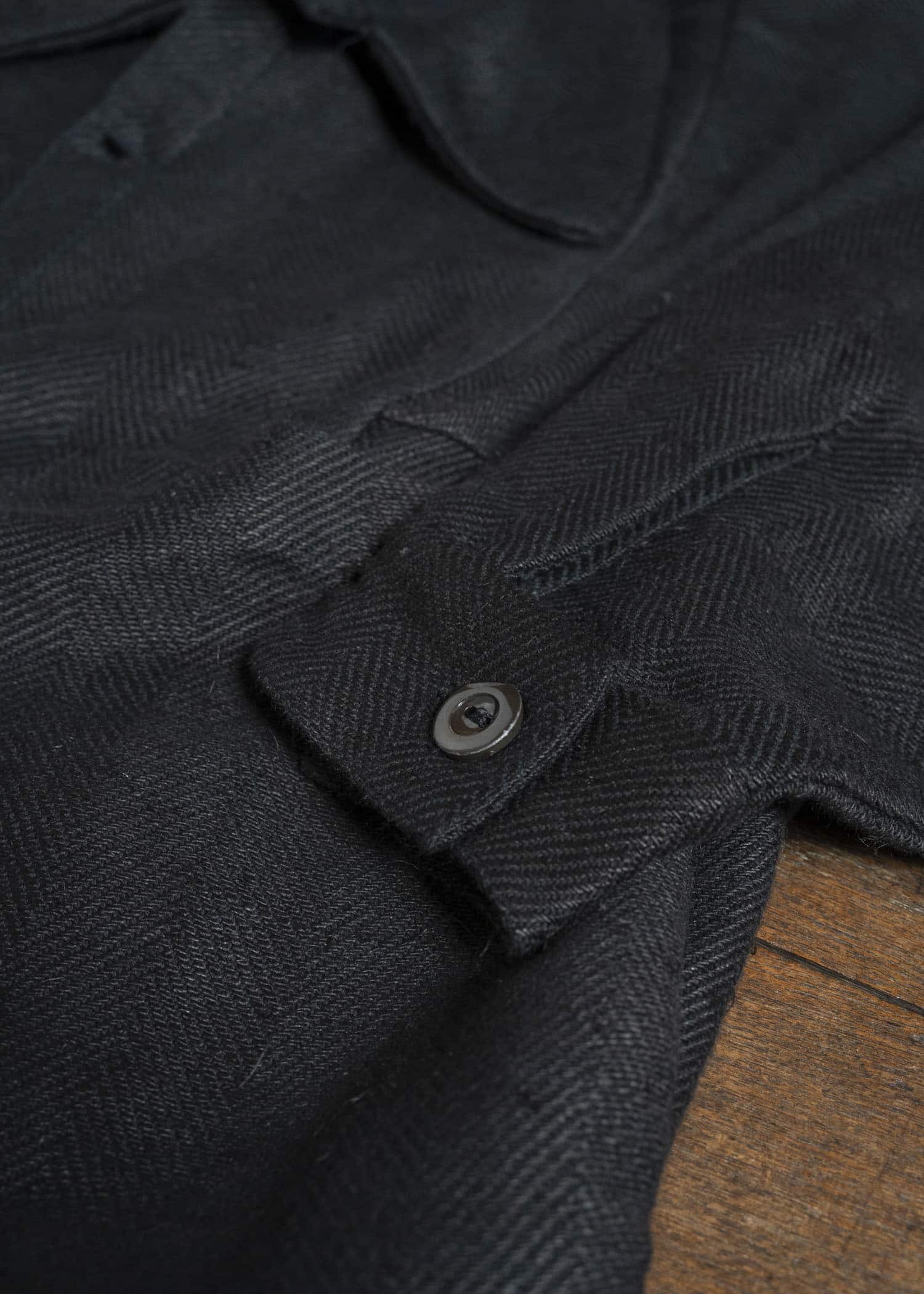 Gathering Textiles Farmer Jacket Handwoven Organic Cotton , Naturally Dyed Black FAJ02-HC-BK