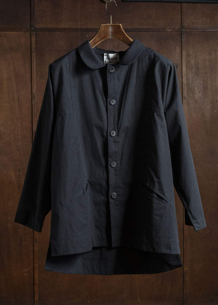 Gathering Textiles Farmer Shirt Organic Cotton Poplin , Naturally Dyed Black FAS01-CP-BK