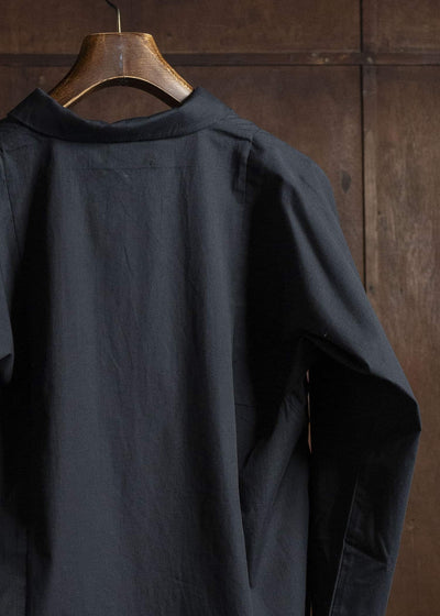 Gathering Textiles Farmer Shirt Organic Cotton Poplin , Naturally Dyed Black FAS01-CP-BK