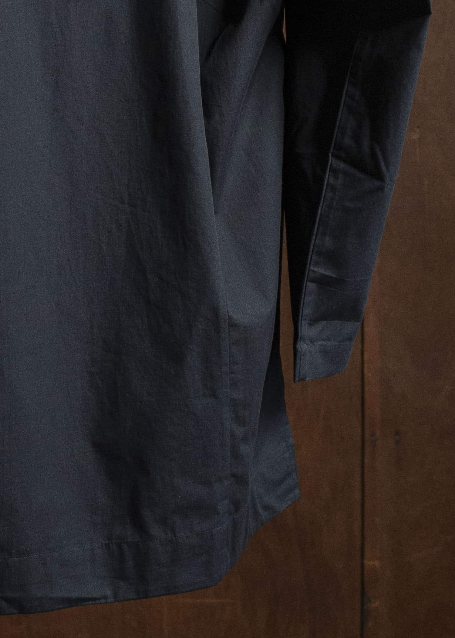 Gathering Textiles Farmer Shirt Organic Cotton Poplin , Naturally Dyed Black FAS01-CP-BK
