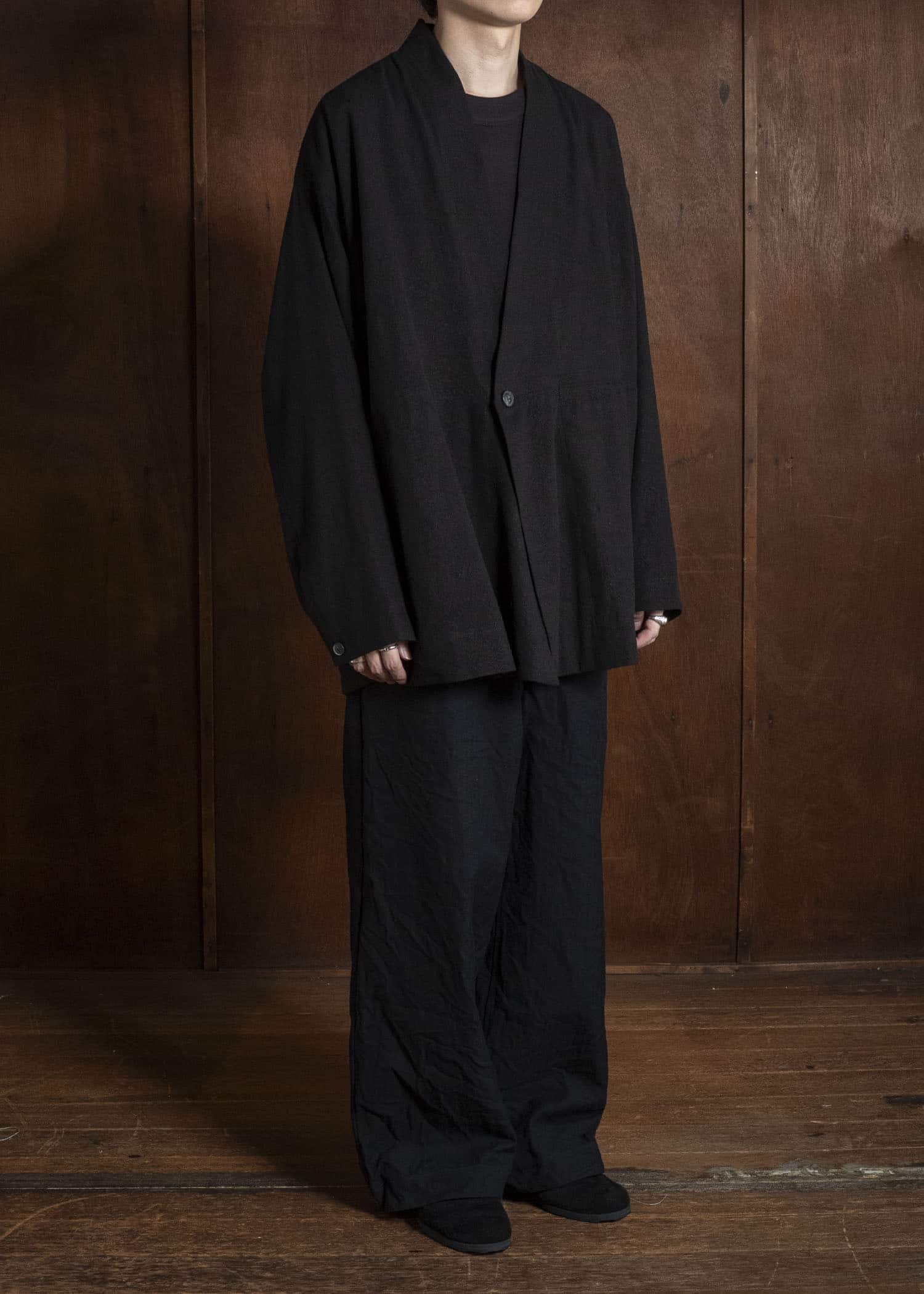 JAN-JAN VAN ESSCHE JACKET#66 OVERSIZED BLAZER WITH JET POCKET AND FULLY LINED Hemp Se Nappy Cloth | Black