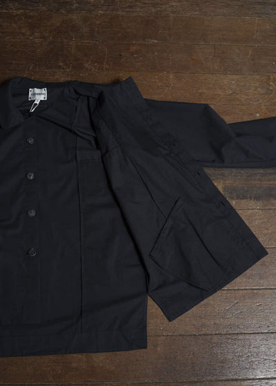 Gathering Textiles Farmer Shirt Organic Cotton Poplin , Naturally Dyed Black FAS01-CP-BK