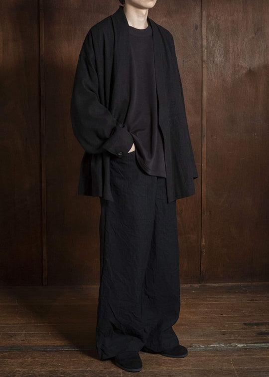 JAN-JAN VAN ESSCHE JACKET#66 OVERSIZED BLAZER WITH JET POCKET AND FULLY LINED Hemp Se Nappy Cloth | Black