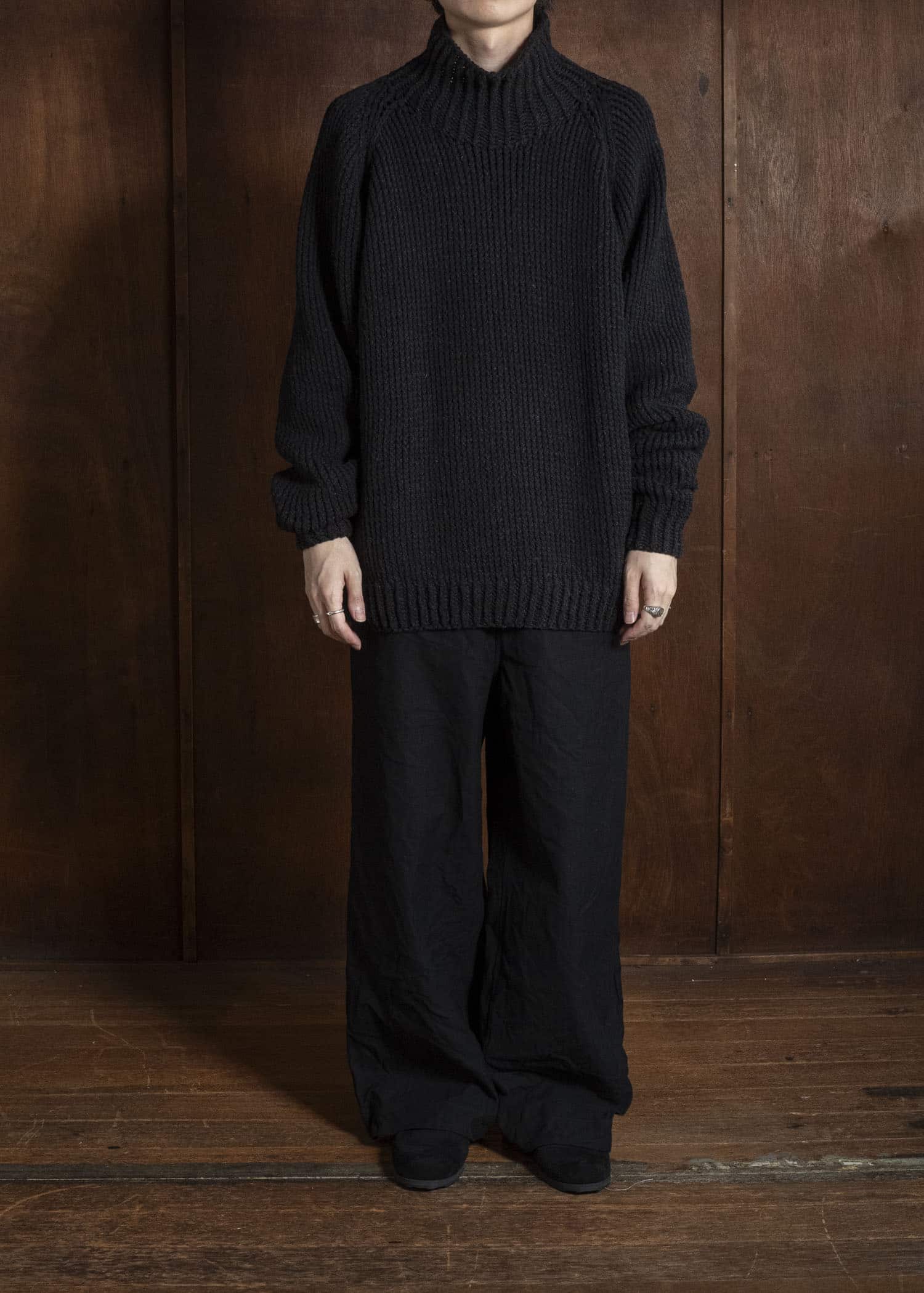 JAN-JAN VAN ESSCHE KNIT#68 HAND KNITTED TURTLE NECK SWEATER Lalin | Black