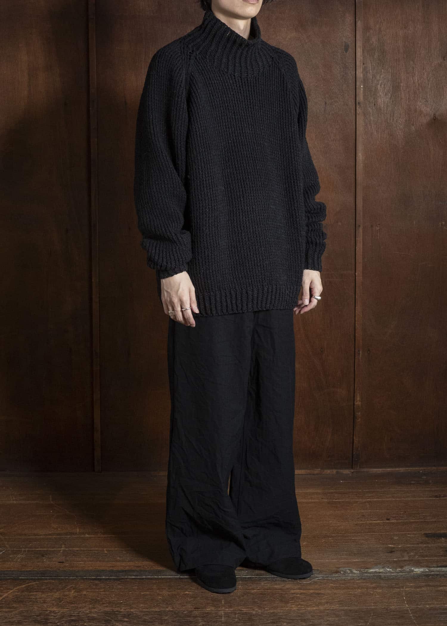 JAN-JAN VAN ESSCHE KNIT#68 HAND KNITTED TURTLE NECK SWEATER Lalin | Black