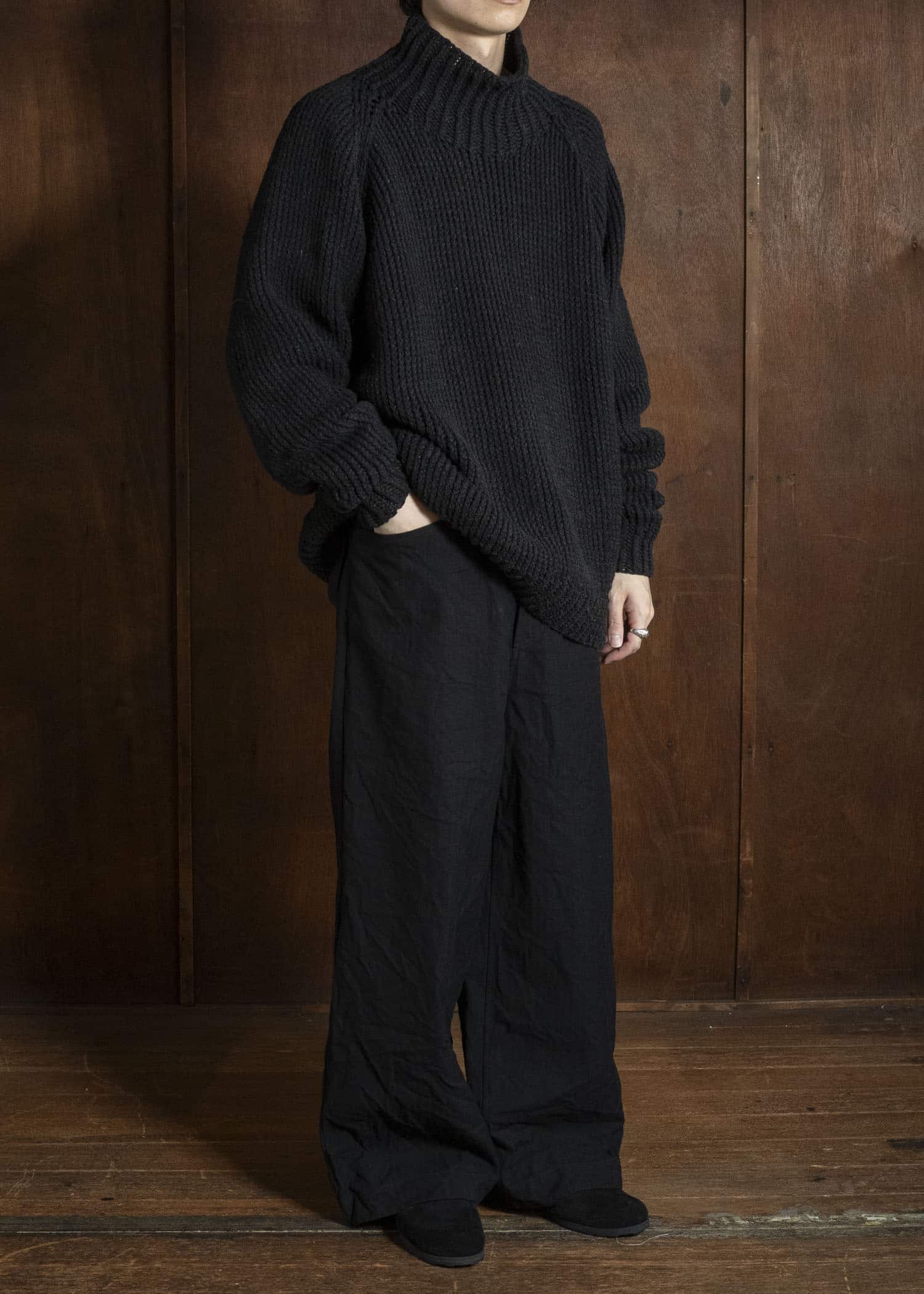 unkruid five pockets black herringbone
