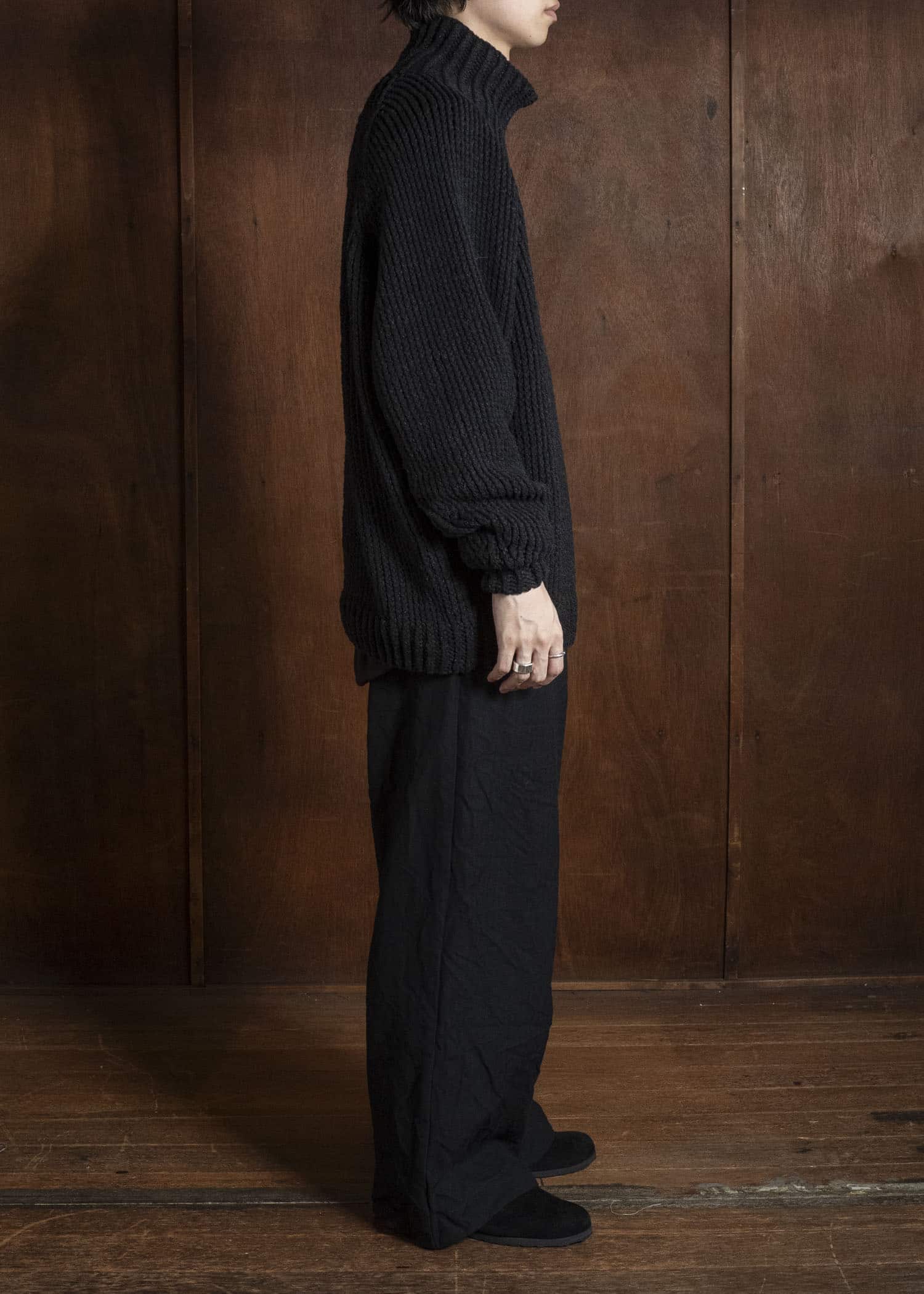 JAN-JAN VAN ESSCHE KNIT#68 HAND KNITTED TURTLE NECK SWEATER Lalin | Black