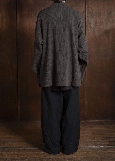 JAN-JAN VAN ESSCHE SWEAT#70 WOVEN SWEAT WITH FRONT POCKETS AND DRAWSTRING Yak Linen Cotton | Brown Striped