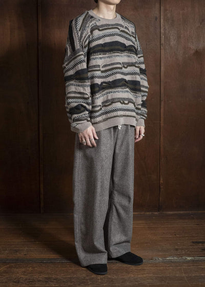 JAN-JAN VAN ESSCHE KNIT#80 TEXTURED COOGIE KNITTED CREWNECK SWEATER Super Fine Wool | Light Variation