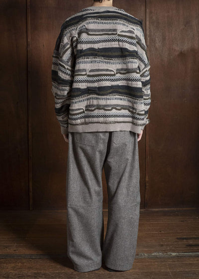 JAN-JAN VAN ESSCHE KNIT#80 TEXTURED COOGIE KNITTED CREWNECK SWEATER Super Fine Wool | Light Variation