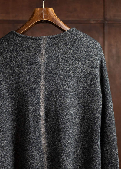 SUZUSAN Wool Cotton Jersey Crew Neck Dress 7034WC-551 Boujime Shibori ""Line""