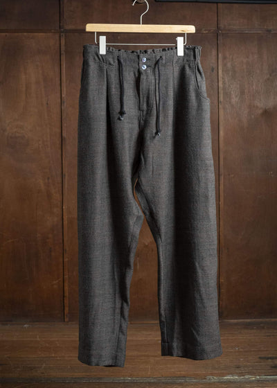 Gathering Textiles Farmer Pants Handwoven Wool , Himalayan Hoothills , Black And Grey Yarn FAP01-HW-BK