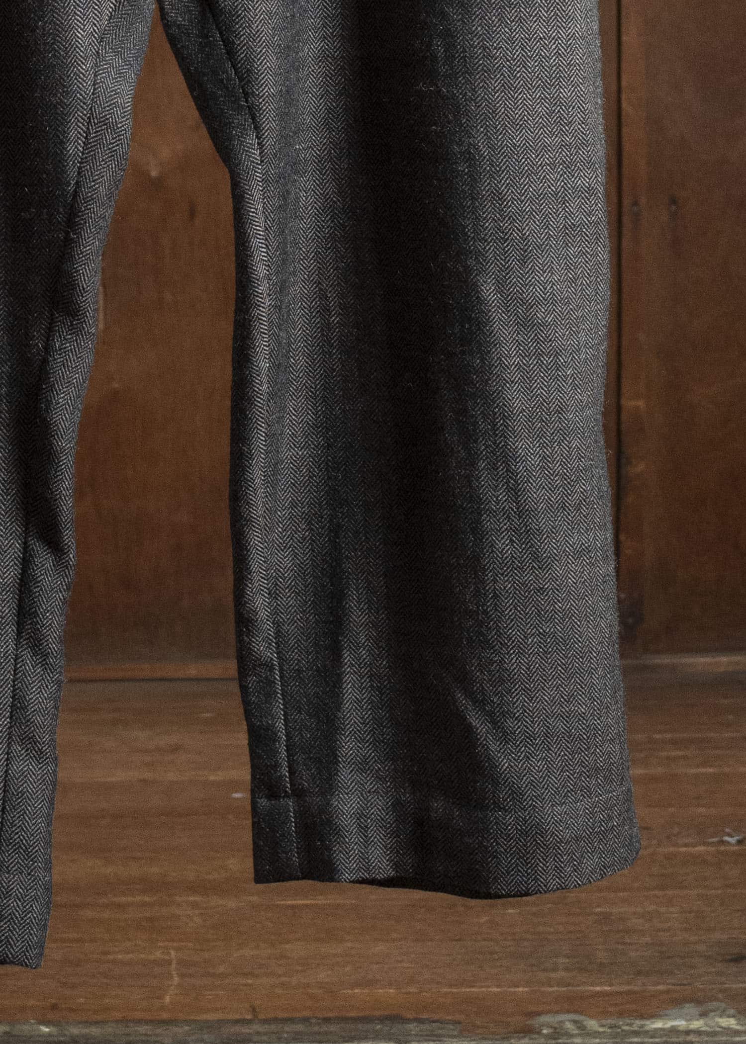 Gathering Textiles Farmer Pants Handwoven Wool , Himalayan Hoothills , Black And Grey Yarn FAP01-HW-BK