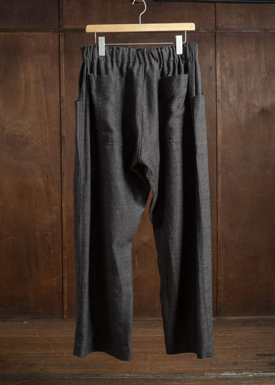 Gathering Textiles Farmer Pants Handwoven Wool , Himalayan Hoothills , Black And Grey Yarn FAP01-HW-BK