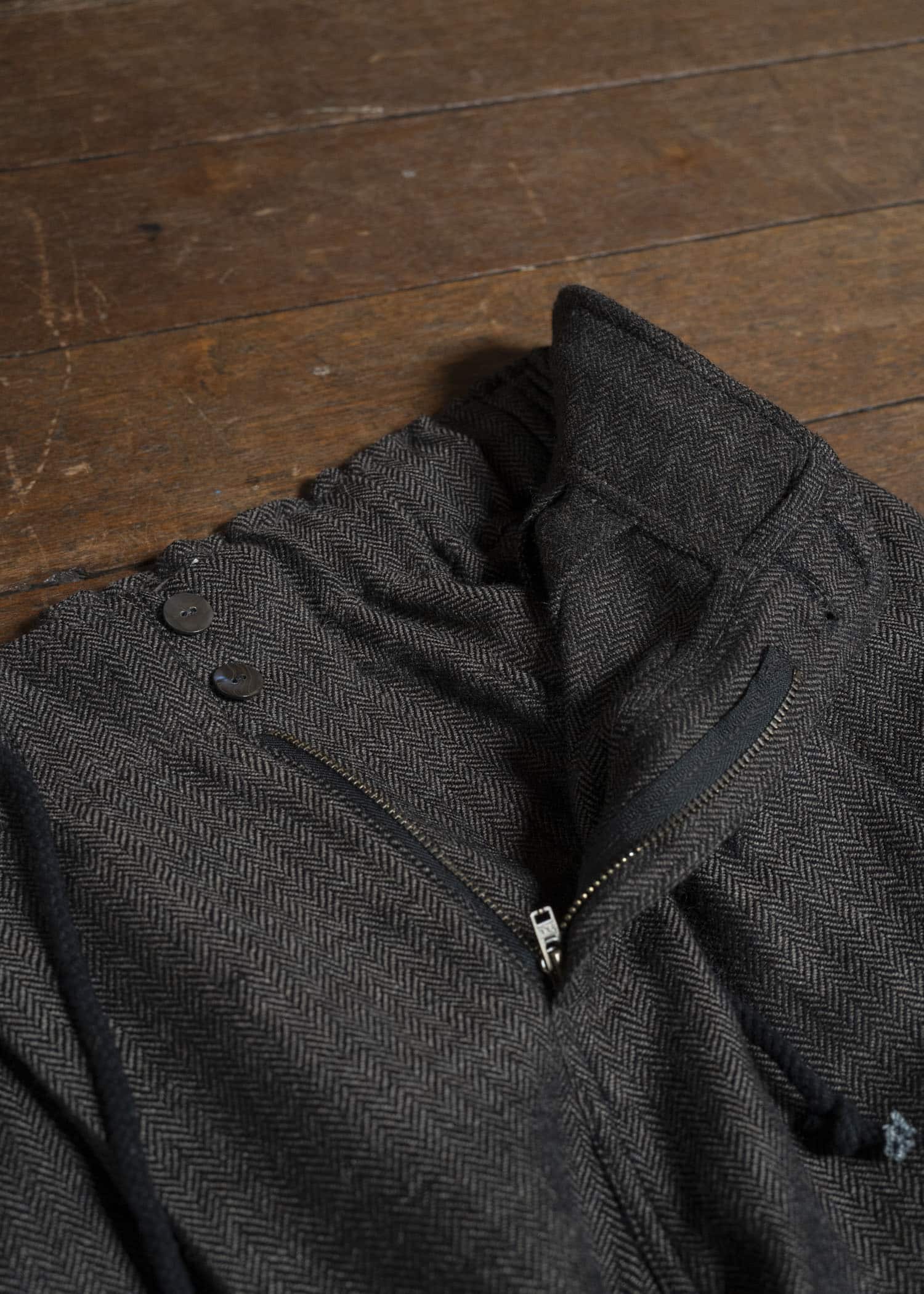 Gathering Textiles Farmer Pants Handwoven Wool , Himalayan Hoothills , Black And Grey Yarn FAP01-HW-BK