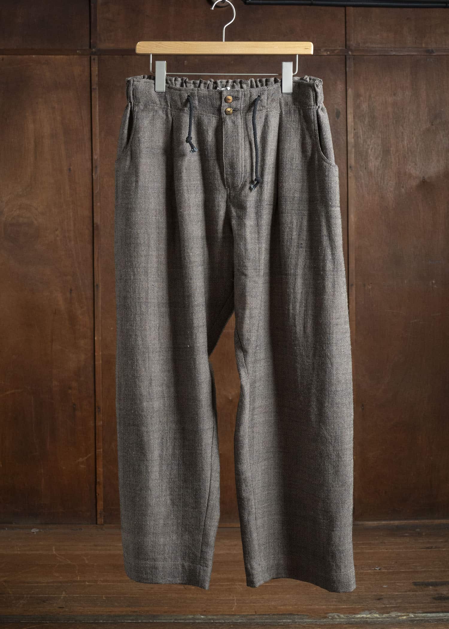 Gathering Textiles Farmer Pants Handwoven Wool , Himalayan Hoothills , Black And Brown Yarn FAP01-HW-BR