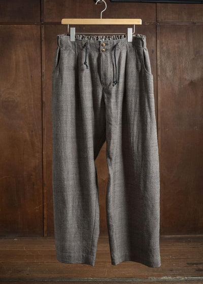 Gathering Textiles Farmer Pants Handwoven Wool, Himalayan Hoothills, Black And Brown Yarn FAP01-HW-BR