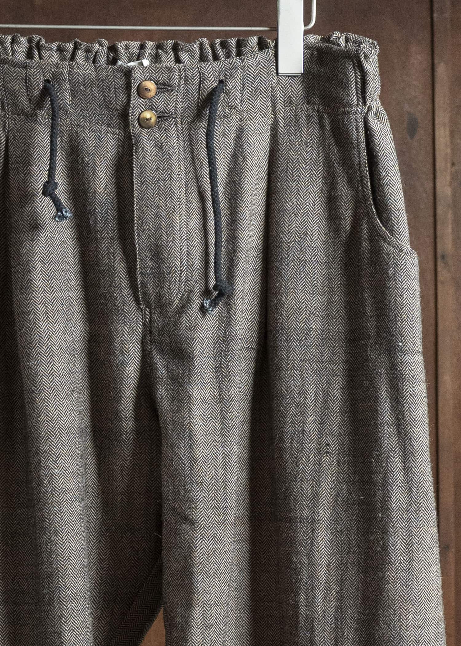 Gathering Textiles Farmer Pants Handwoven Wool , Himalayan Hoothills , Black And Brown Yarn FAP01-HW-BR
