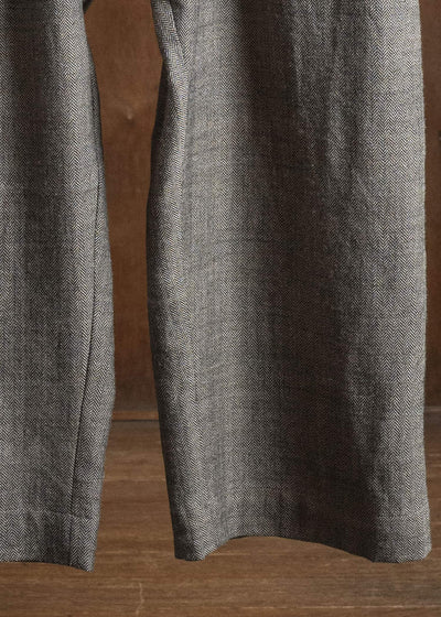 Gathering Textiles Farmer Pants Handwoven Wool, Himalayan Hoothills, Black And Brown Yarn FAP01-HW-BR
