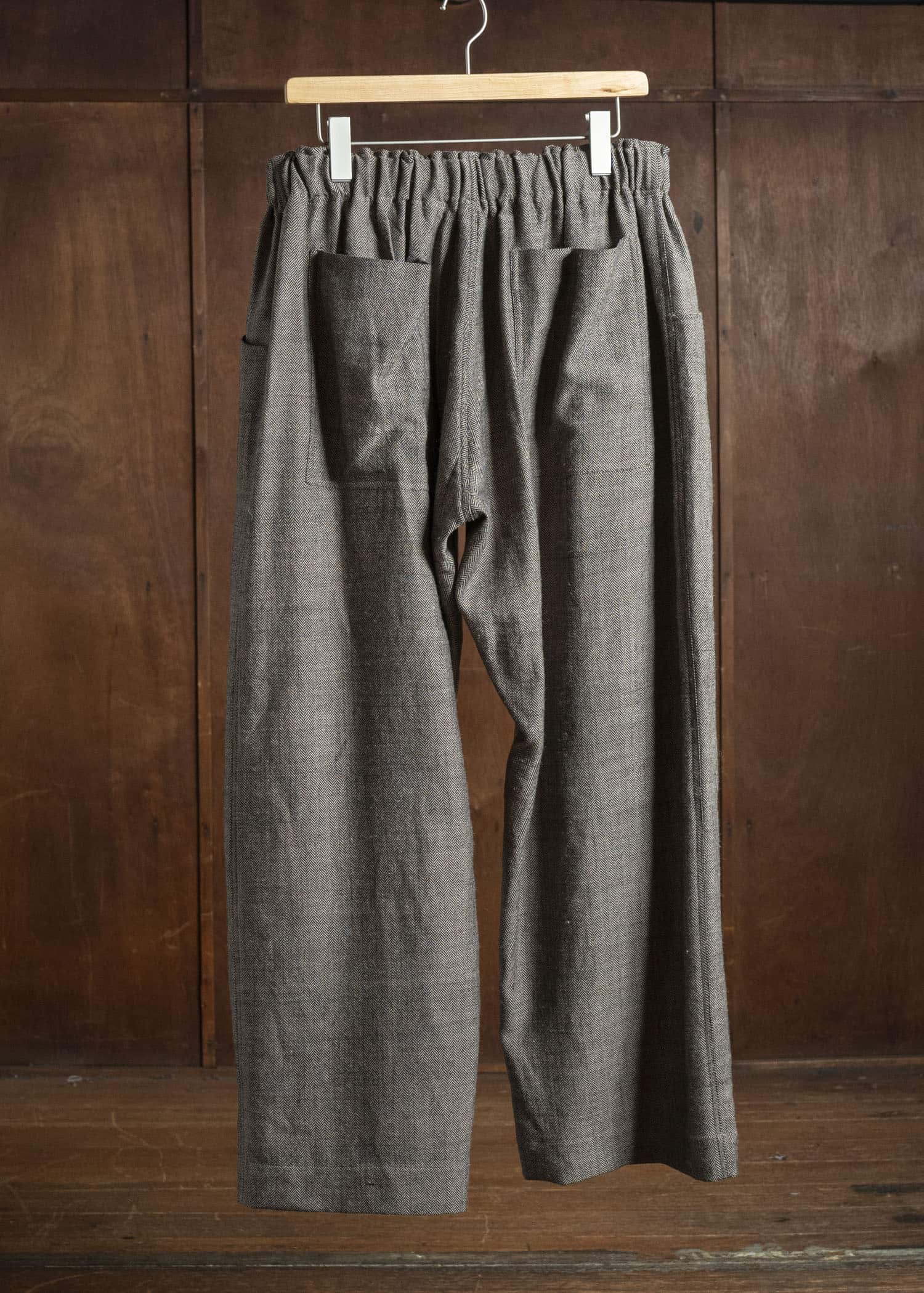 Gathering Textiles Farmer Pants Handwoven Wool , Himalayan Hoothills , Black And Brown Yarn FAP01-HW-BR