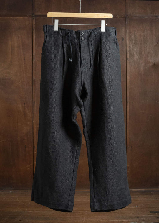 Gathering Textiles Farmer Pants Handwoven Organic Cotton , Naturally Dyed Black FAP02-HC-HK