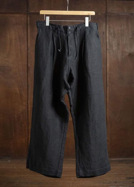 Gathering Textiles Farmer Pants Handwoven Organic Cotton , Naturally Dyed Black FAP02-HC-HK