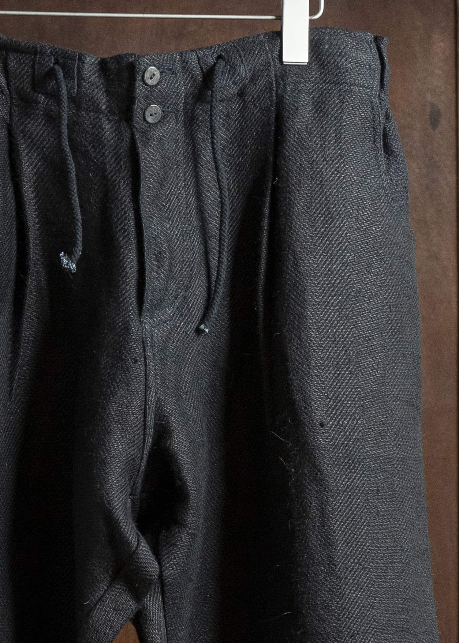 Gathering Textiles Farmer Pants Handwoven Organic Cotton , Naturally Dyed Black FAP02-HC-HK