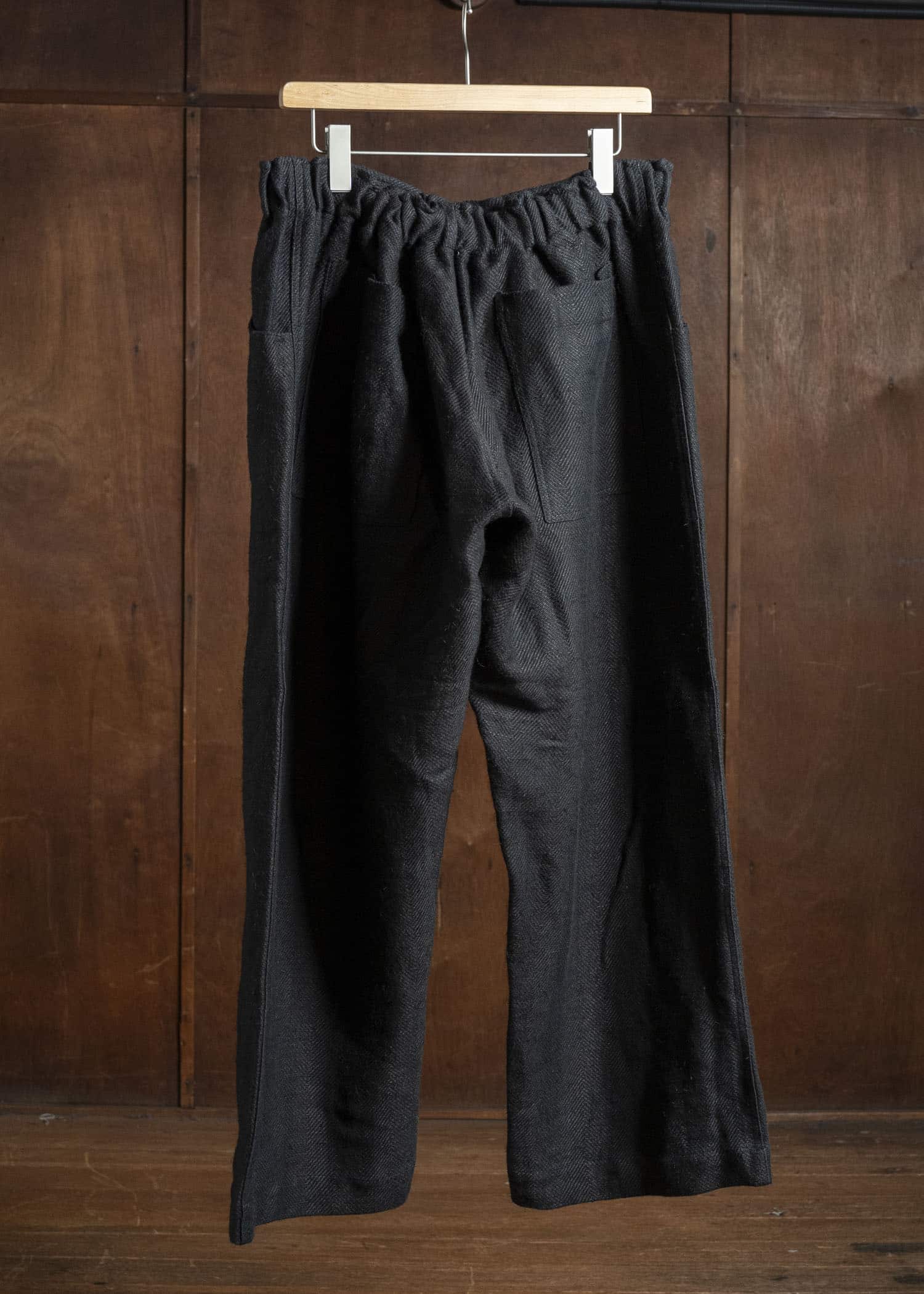 Gathering Textiles Farmer Pants Handwoven Organic Cotton , Naturally Dyed Black FAP02-HC-HK