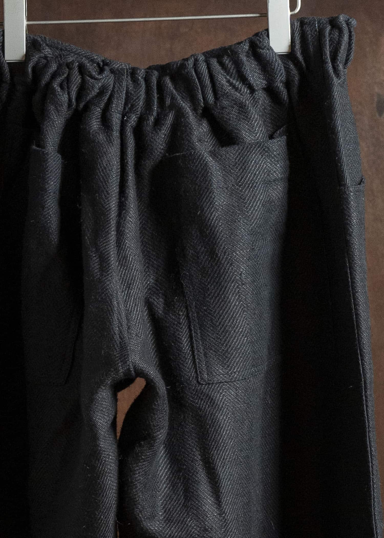 Gathering Textiles Farmer Pants Handwoven Organic Cotton , Naturally Dyed Black FAP02-HC-HK