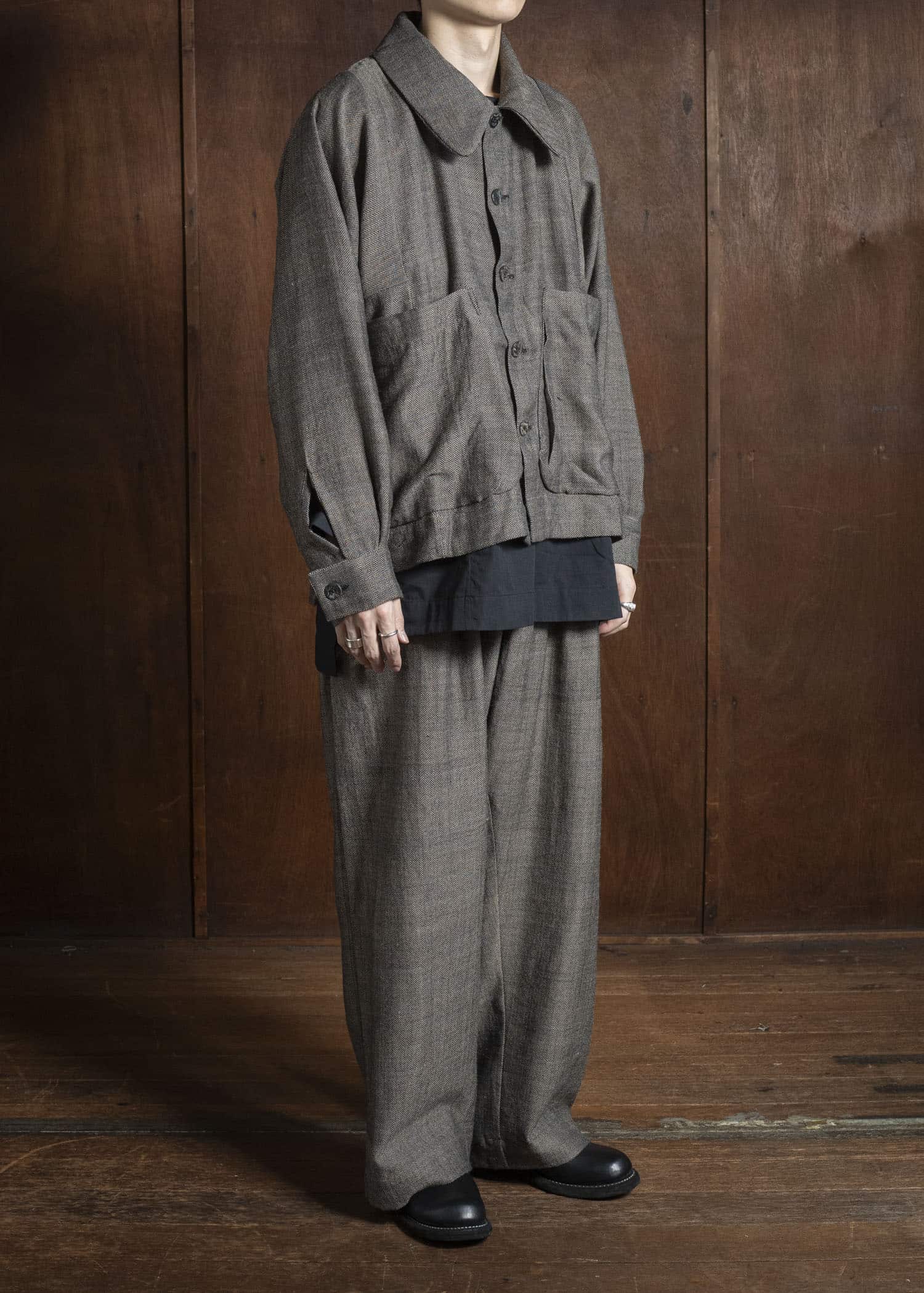 Gathering Textiles Farmer Pants Handwoven Wool , Himalayan Hoothills , Black And Brown Yarn FAP01-HW-BR