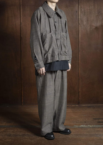 Gathering Textiles Farmer Pants Handwoven Wool, Himalayan Hoothills, Black And Brown Yarn FAP01-HW-BR