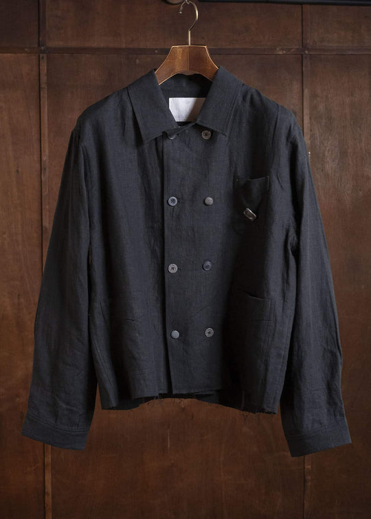 Professor.E LINEN DB JKT BLACK 26SS-FM-JKT-03