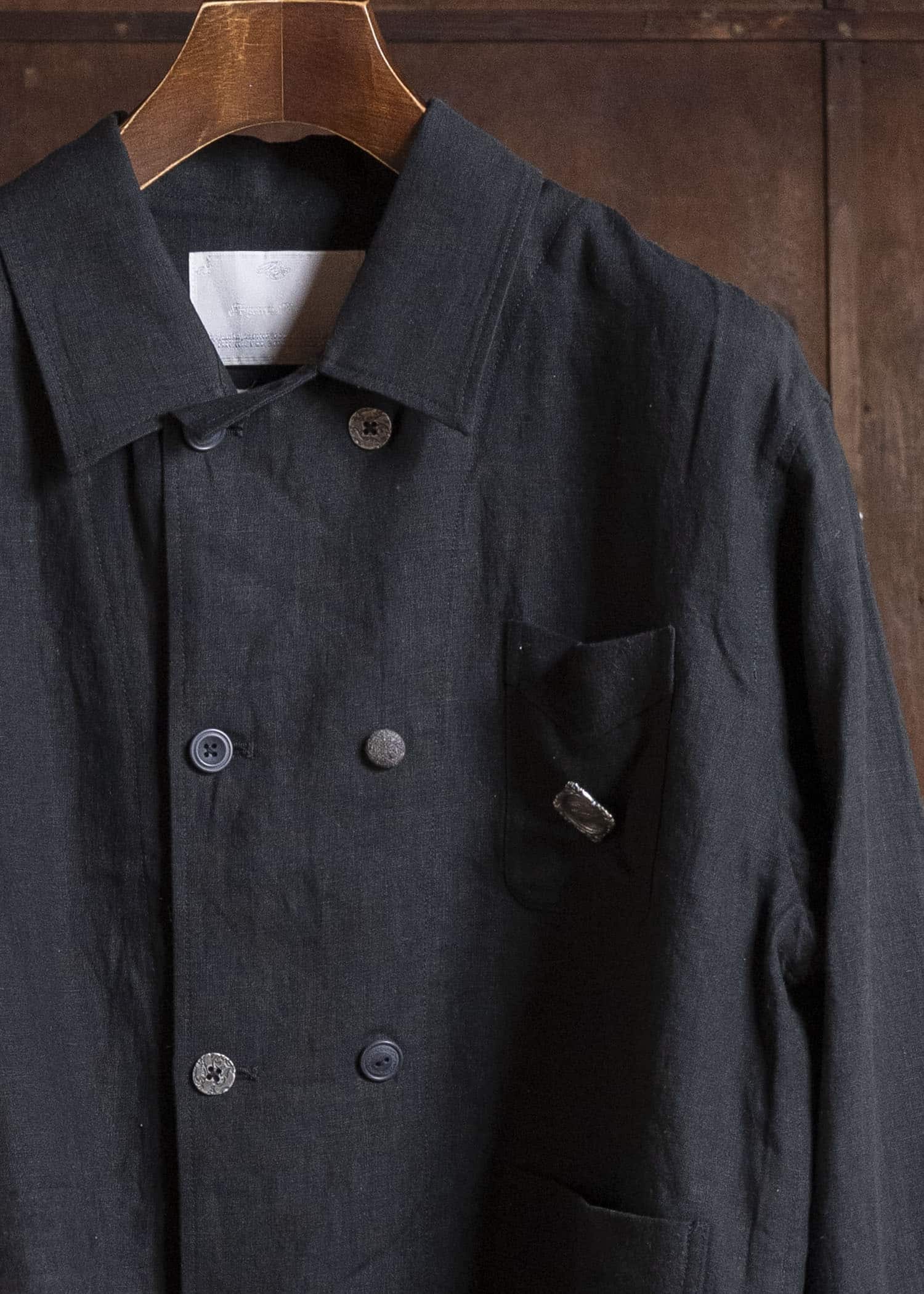Professor.E LINEN DB JKT BLACK 26SS-FM-JKT-03