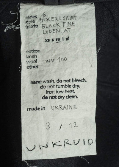 unkruid pickers shirt black fine loden